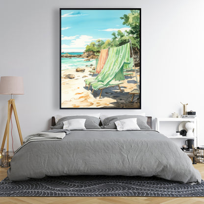 Beach Calm - Beige Framed Canvas for Elegant Home Decor