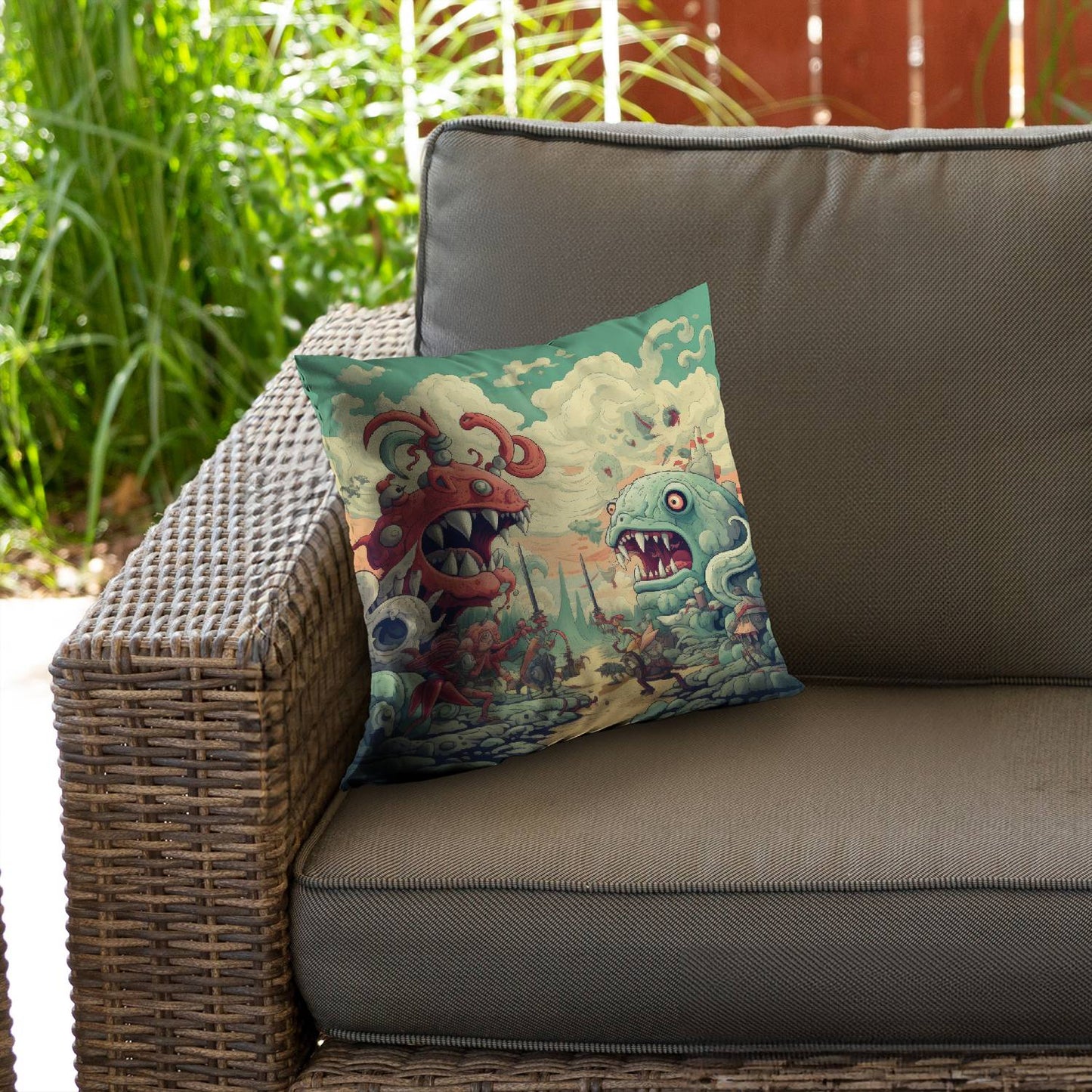 Two titans - Throw pillow - Print on demand