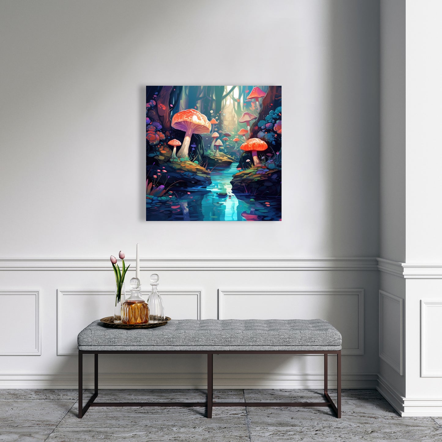 Whimsical Forest Red Canvas - Unique Home Decor Art Piece