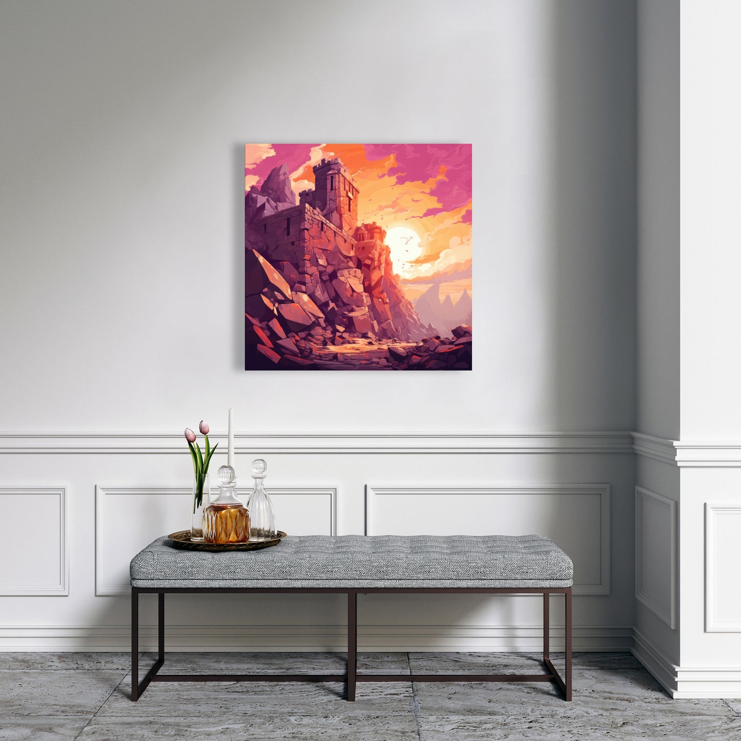 The Setting Rampart - White Canvas | Stylish Art