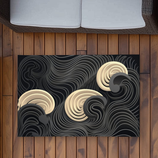 Layers Black Outdoor Area Rug | Stylish Home Decor Accent