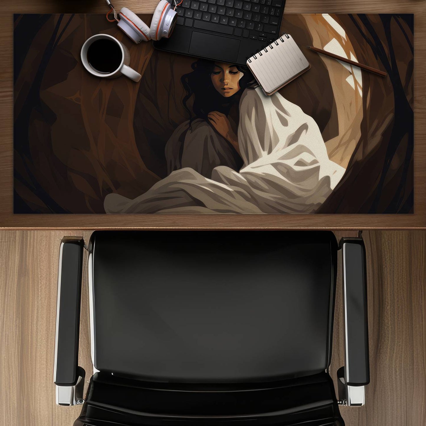 Warm embrace - Brown Desk Mat | Stylish Comfort