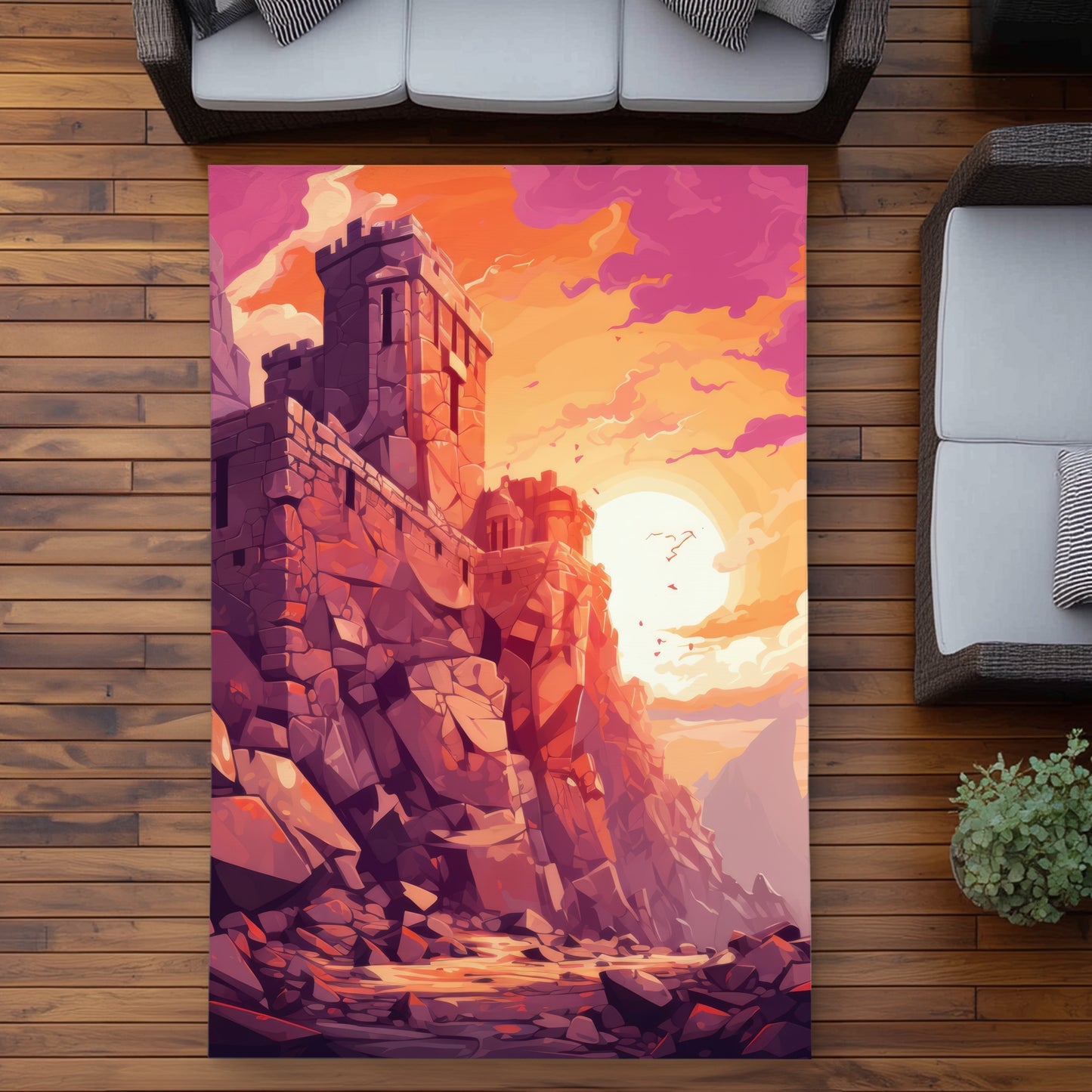 Le Rempart du Coucher de Soleil - Tapis d'Extérieur pour la Décoration Intérieure