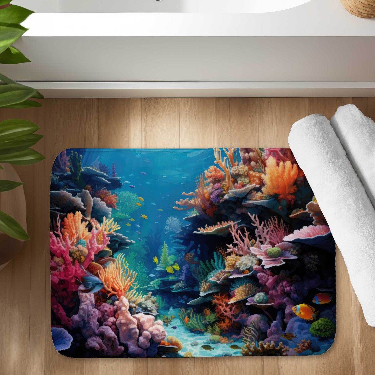 Coral Red Bath Mat - Stylish Home Decor for Every Bathroom