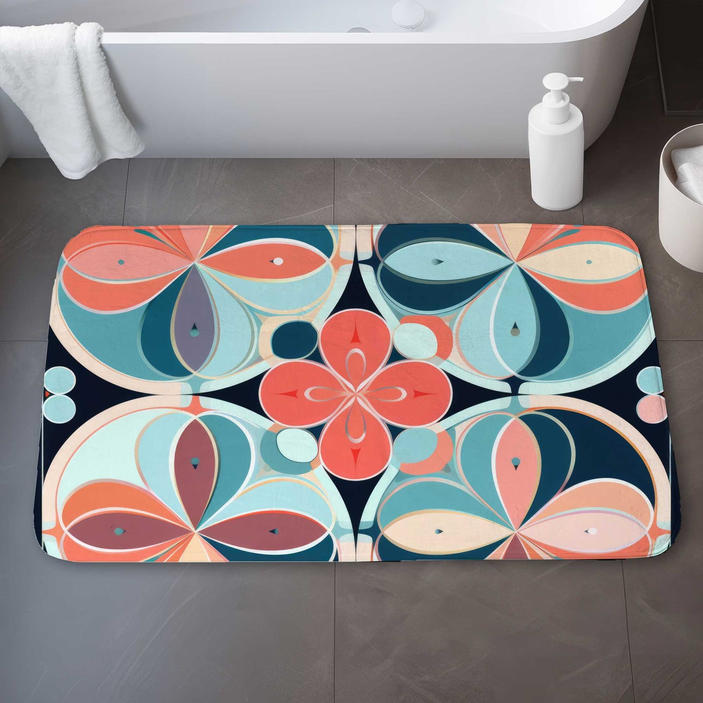 Pastel Mandala Bath Mat | Soft Home Decor Rug for Bathroom
