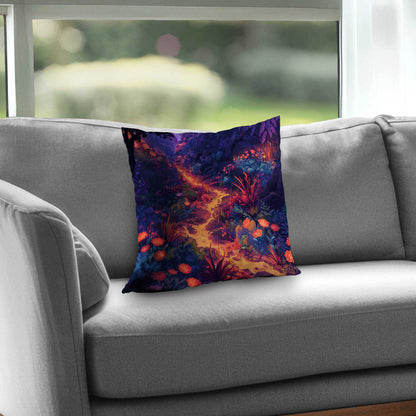 Burning Flowers Red Poly Twill Throw Pillow - Decor Insert