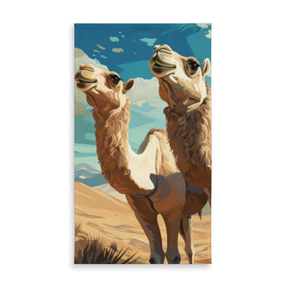 Camels Looking Up - Blue Indoor Outdoor Tablecloth | Decor