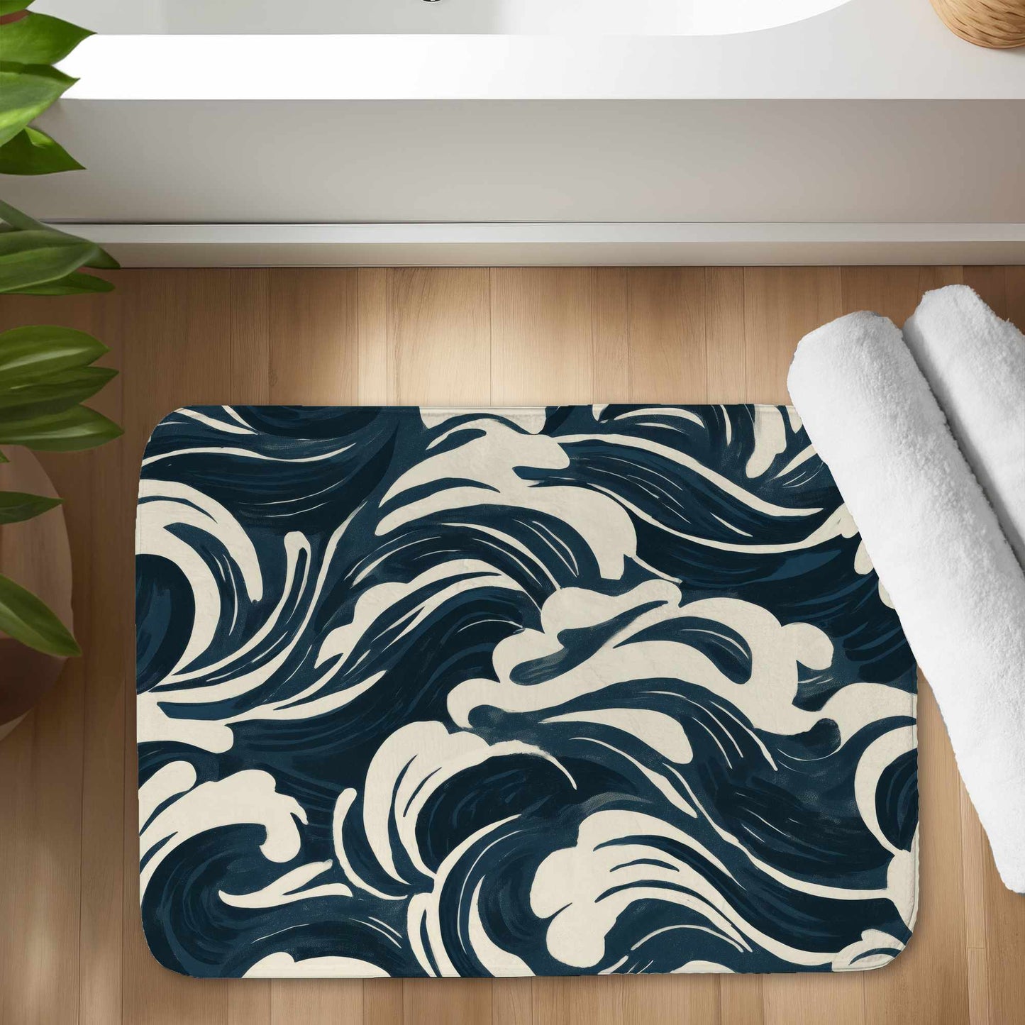 Midnight Ocean Flow Bath Mat | Stylish Home Decor Accent