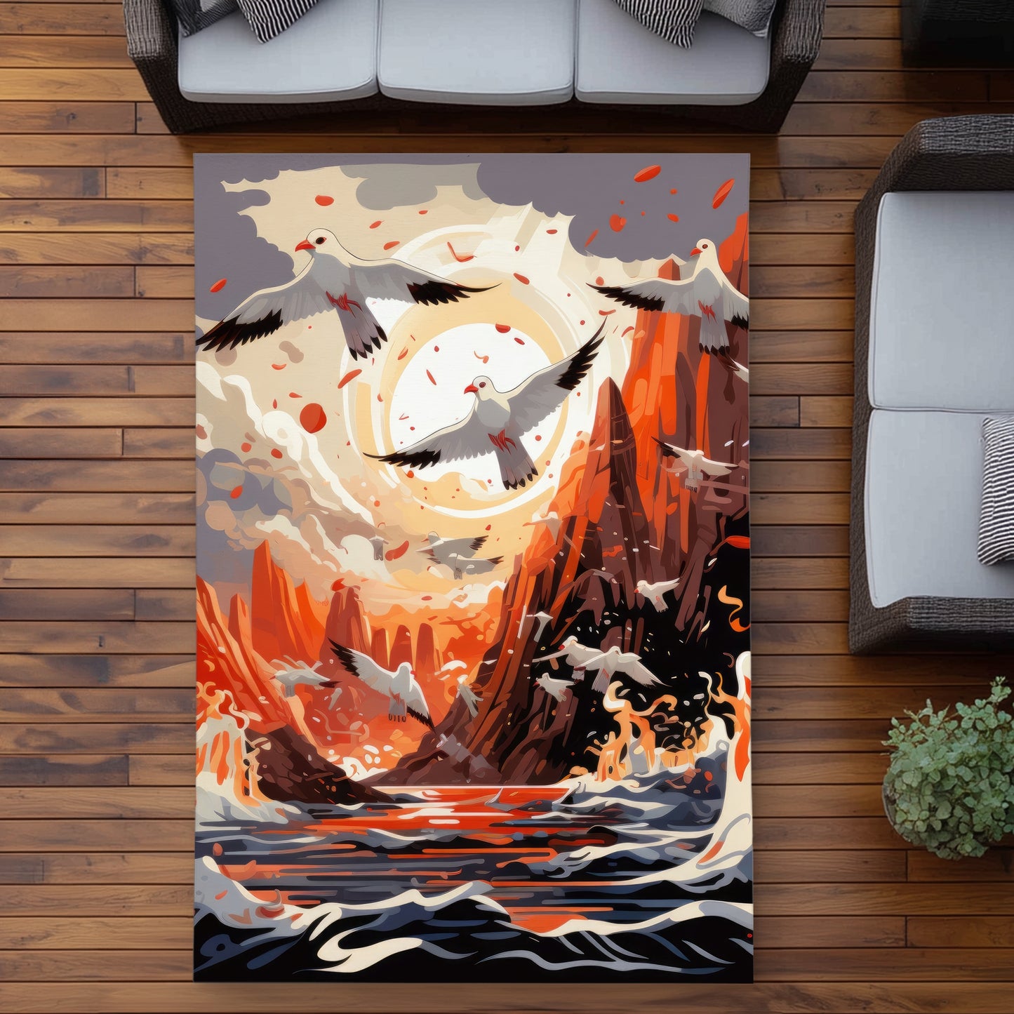 The Escape - Orange Outdoor Area Rug for Home Decor