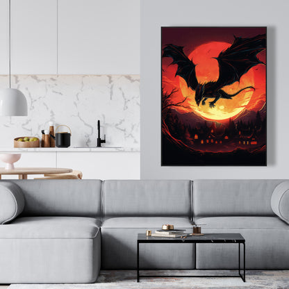 The dragon's wrath - 36"x36" Framed canvas