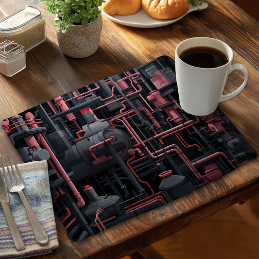 Dark Pipes - Gray Braided Polyester Placemat for Home Decor