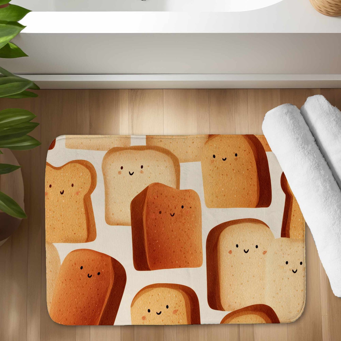 Tapis de bain Toasty Smiles | Tapis décoratif douillet