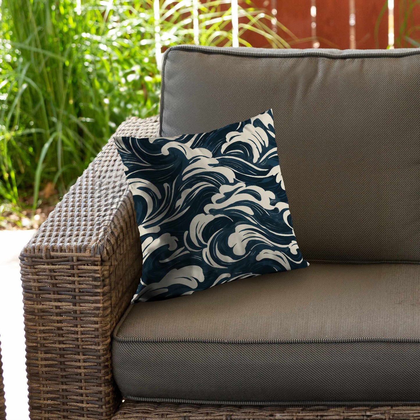 Midnight Ocean Flow Poly Twill Throw Pillow | Home Decor