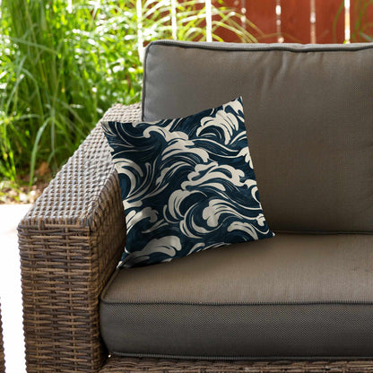 Midnight Ocean Flow Poly Twill Throw Pillow | Home Decor