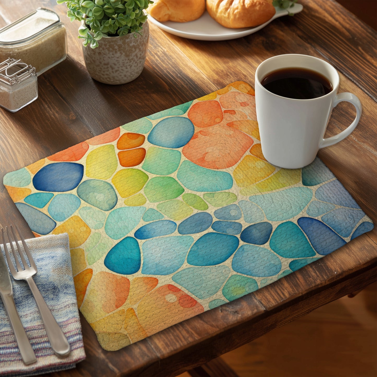 Set de table en polyester tressé Blobs pour une décoration élégante