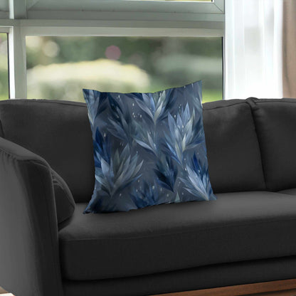 Coussin décoratif en sergé de polyester à motif feuilles glacées - Décoration élégante pour la maison
