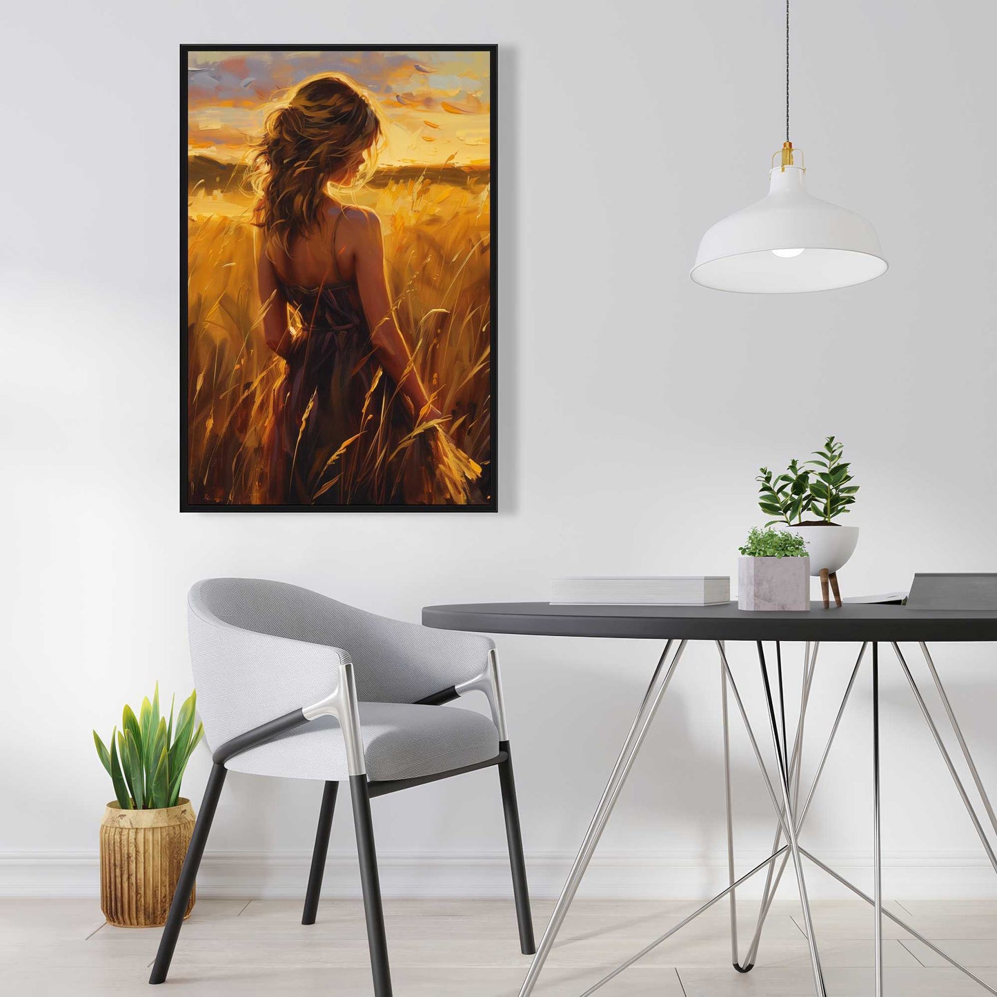 Warm Field - Yellow Framed Canvas for Home Decor | Art Print