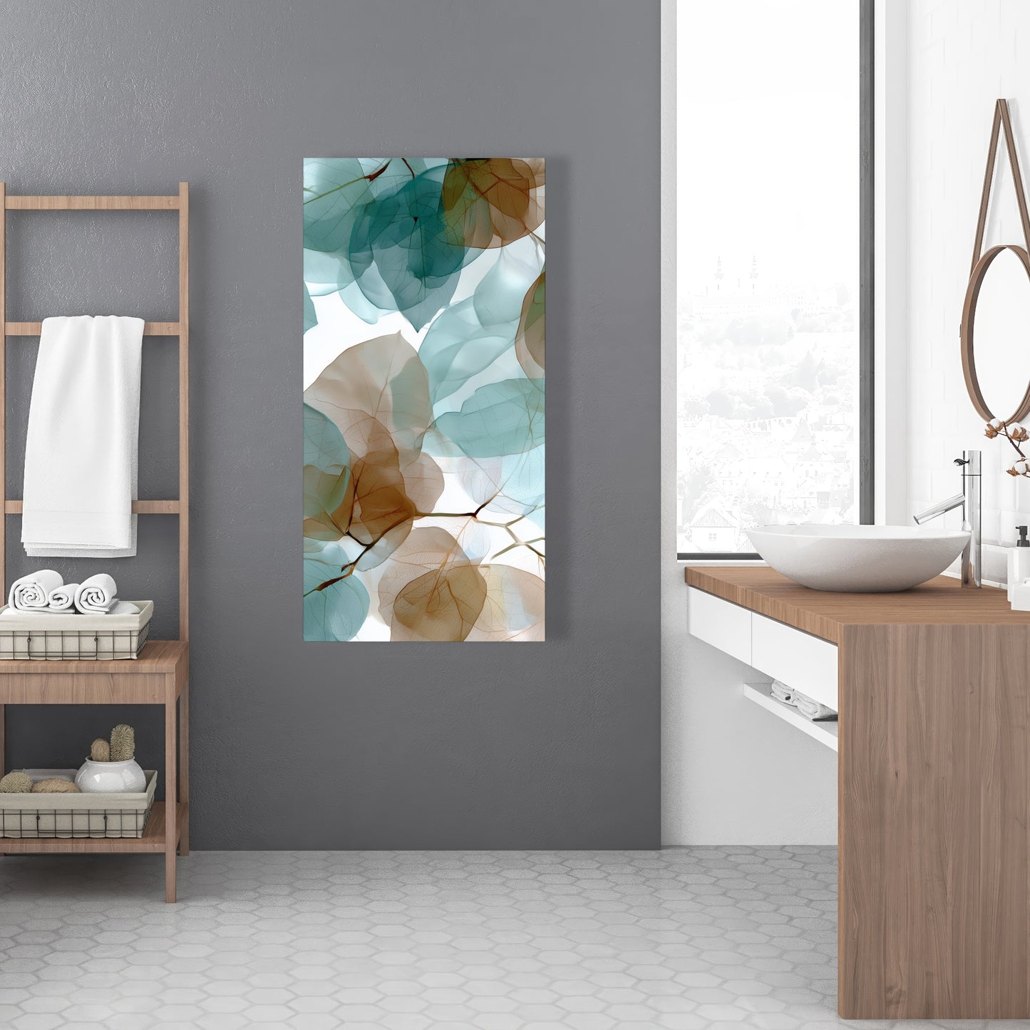 Translucent Leaves - Turquoise Canvas for Home Decor