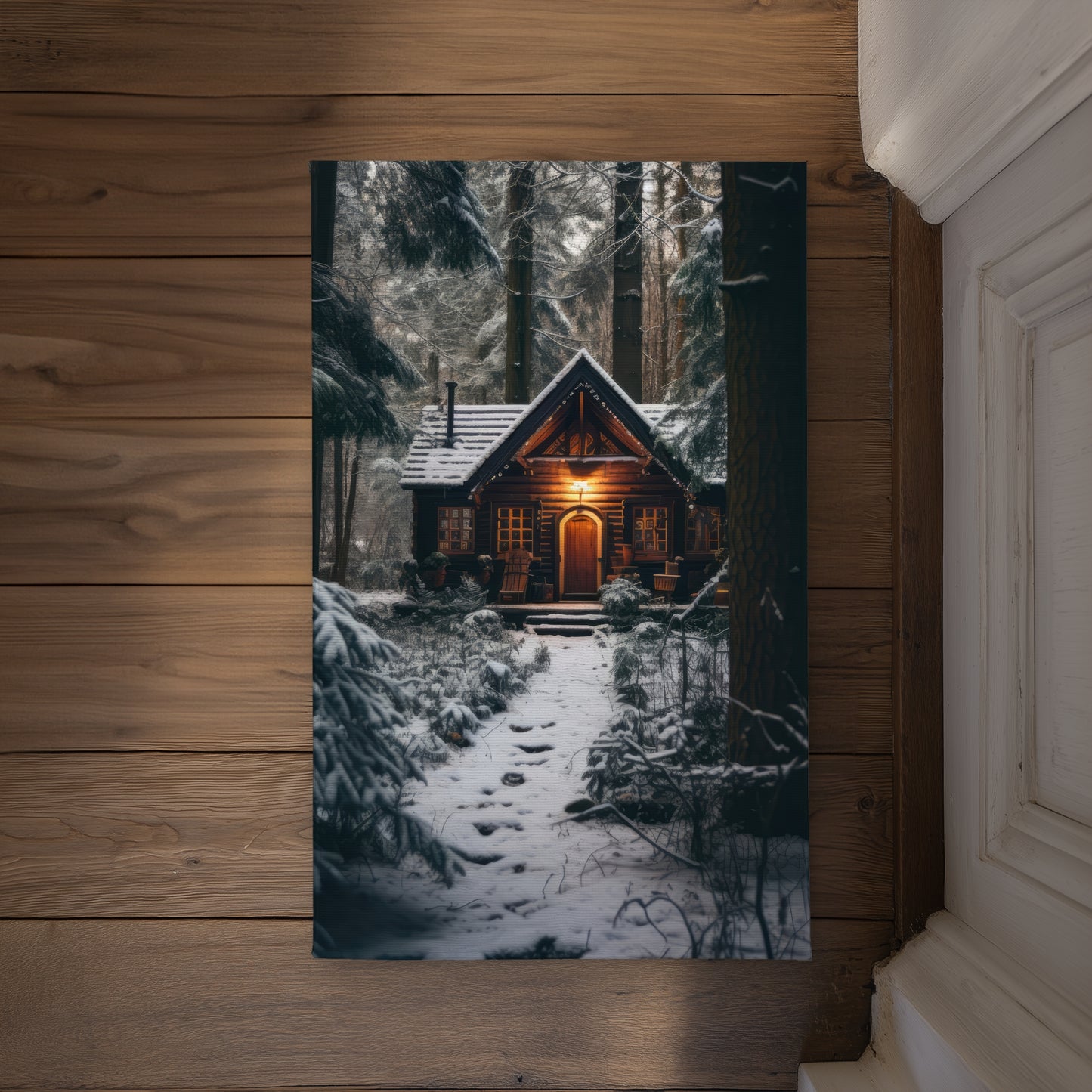 The Lone Cabin Black Indoor Outdoor Door Mat - Home Decor