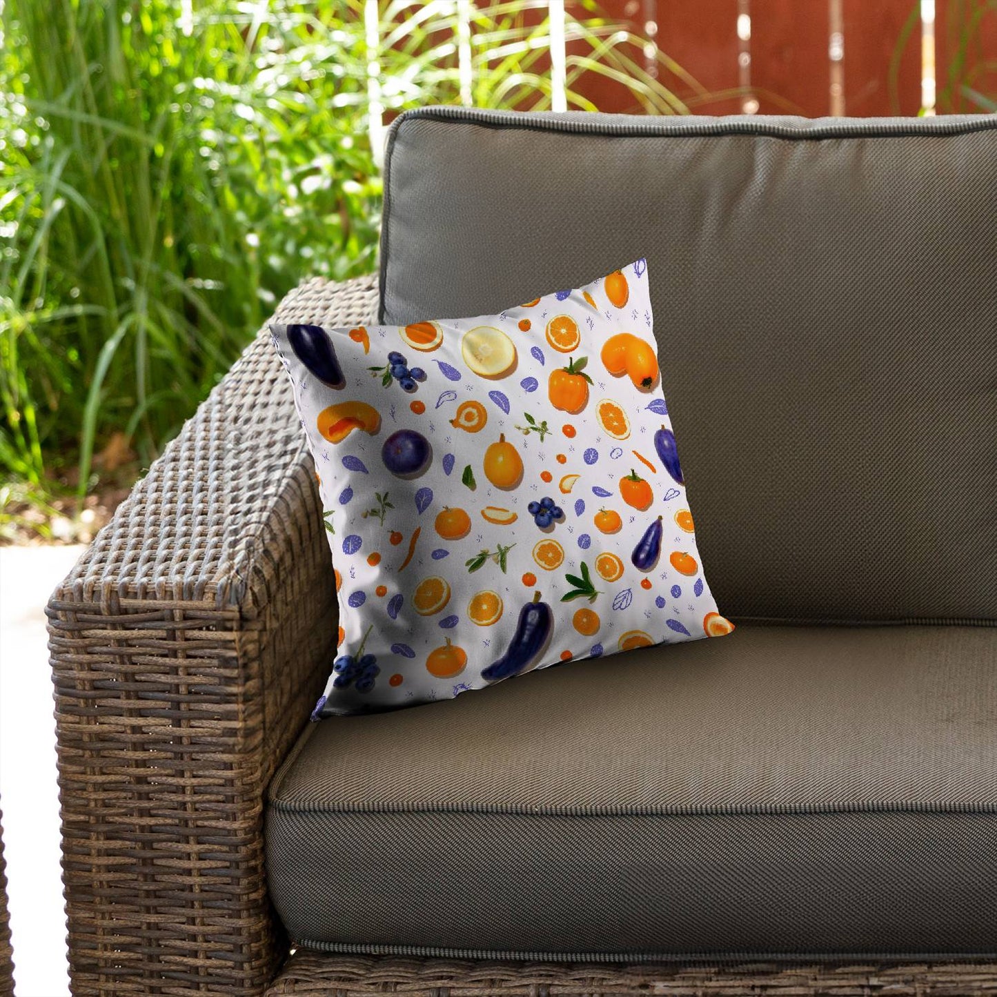 Orange and purple - Throw pillow - Print on demand