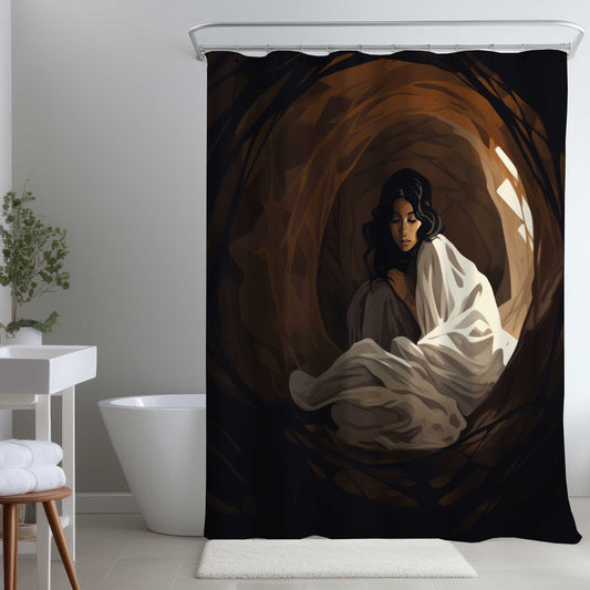 Warm Embrace White Shower Curtain for Elegant Home Decor