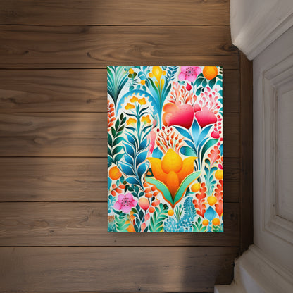 Flowing Flowers Orange Indoor Outdoor Door Mat | Home Decor