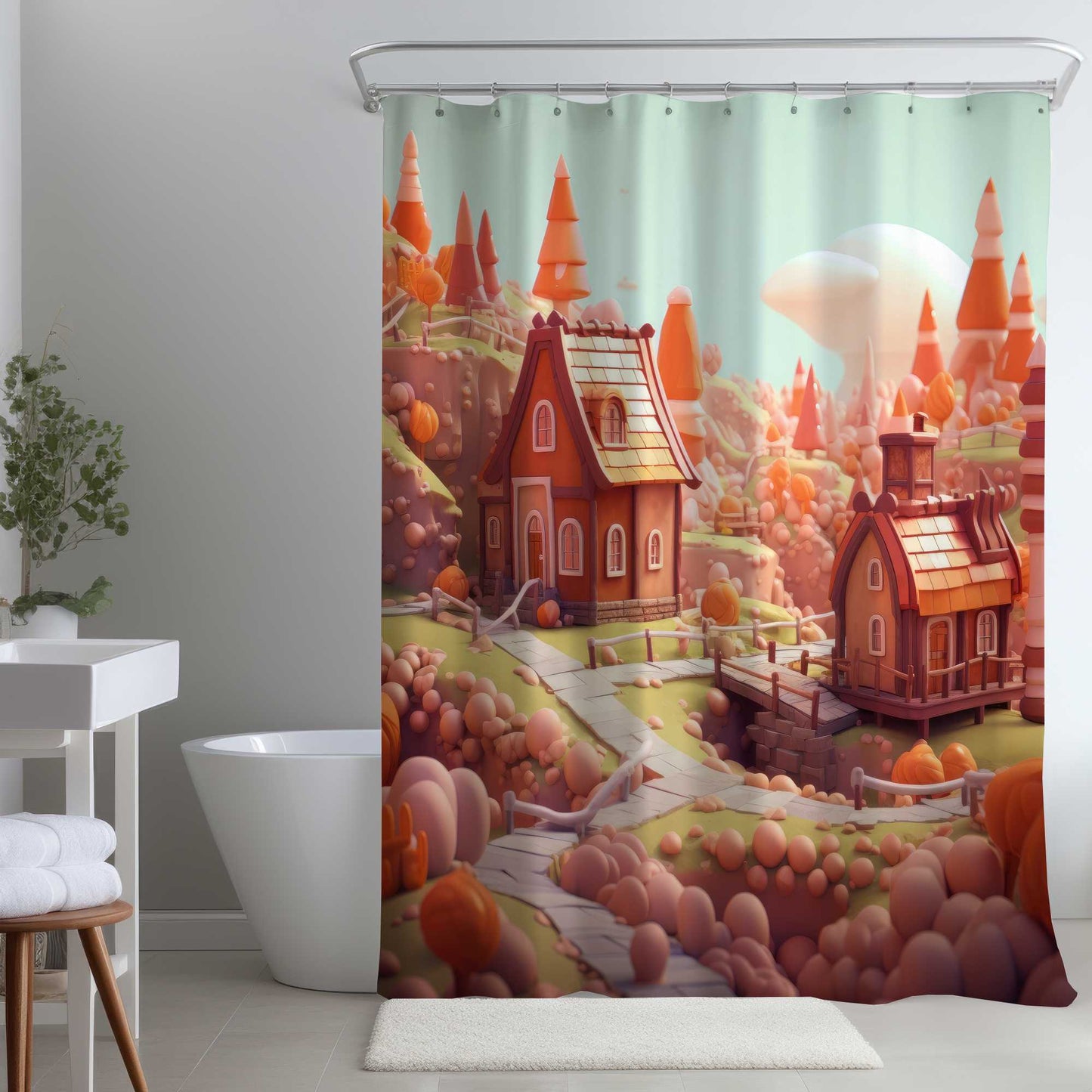 Rideau de douche Toy Town | Décoration de maison amusante pour la salle de bain