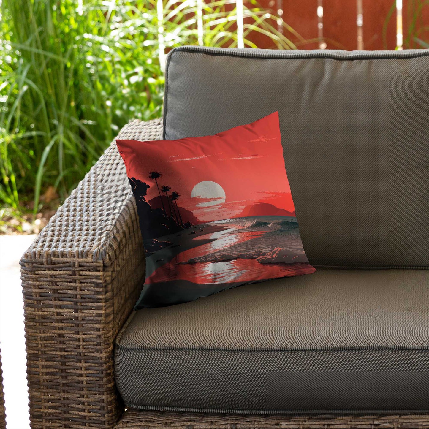 Blood Sun Poly Twill Throw Pillow - Stylish Home Decor