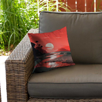 Blood Sun Poly Twill Throw Pillow - Stylish Home Decor