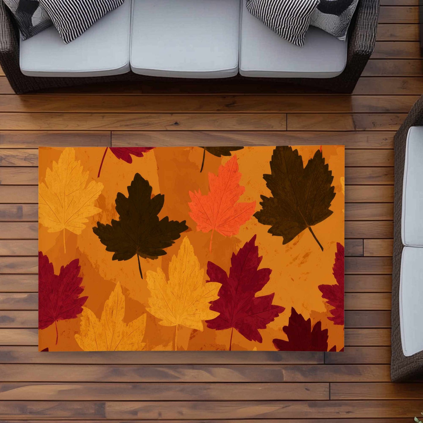 Tapis d'extérieur Feuilles aux reflets automnaux | Décoration intérieure chaleureuse