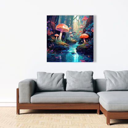 Whimsical Forest Red Canvas - Unique Home Decor Art Piece