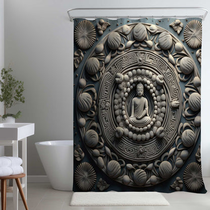 Rideau de douche turquoise « Paix spirituelle » | Décoration intérieure Bliss