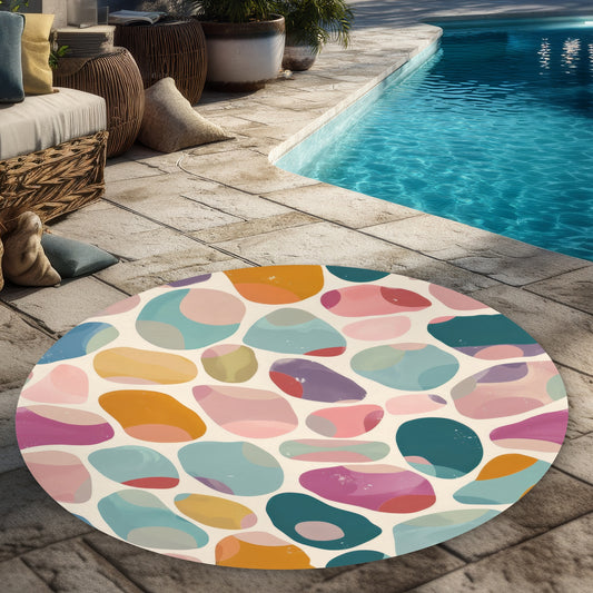 Tapis d'extérieur rond "Dots and Bops" pour la décoration intérieure