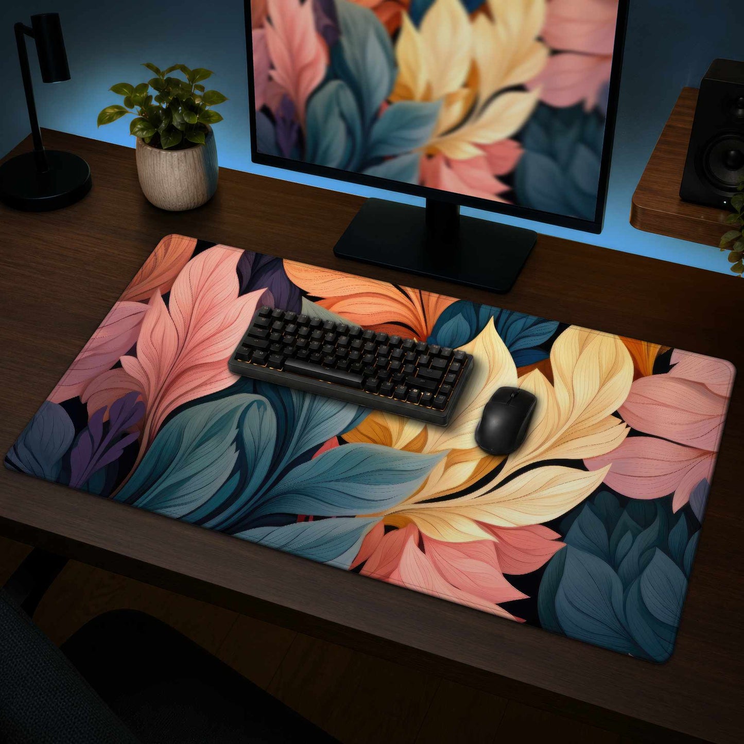 Pastel Bloom Desk Mat | Elegant Home Decor Office Accessory