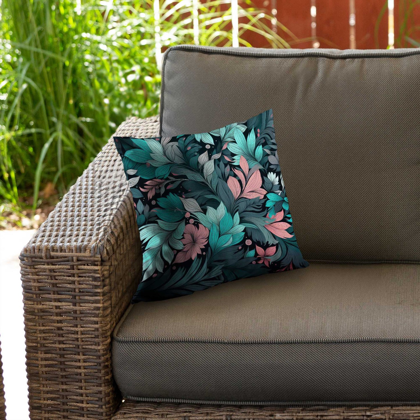 Neon Leaves Poly Twill Throw Pillow - Stylish Home Decor
