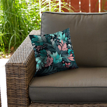 Neon Leaves Poly Twill Throw Pillow - Stylish Home Decor