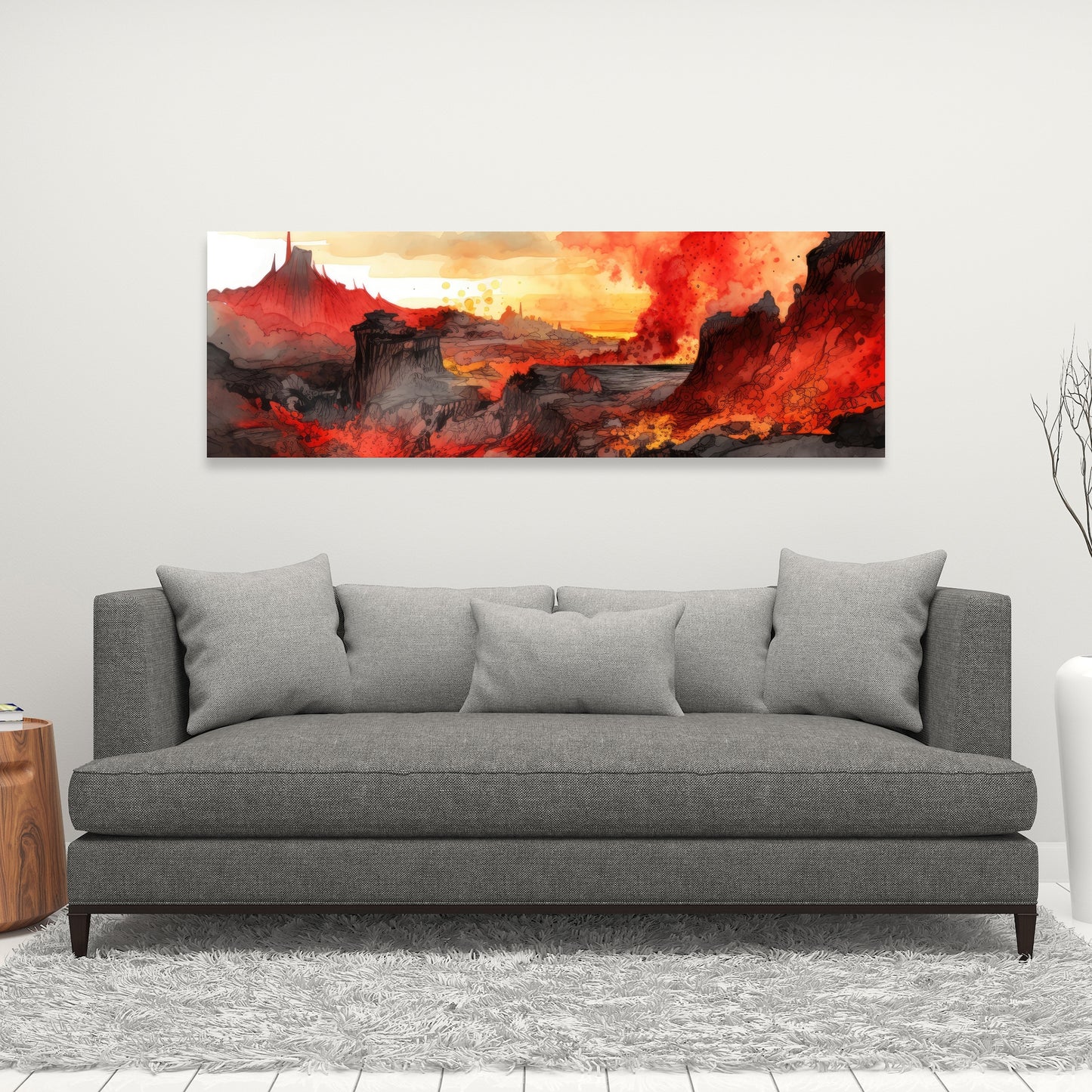 Minimalist Flow - Red Canvas Art | Modern Style