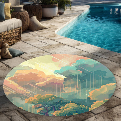 Tapis d'extérieur rond Crystal Winds | Articles essentiels pour la décoration intérieure