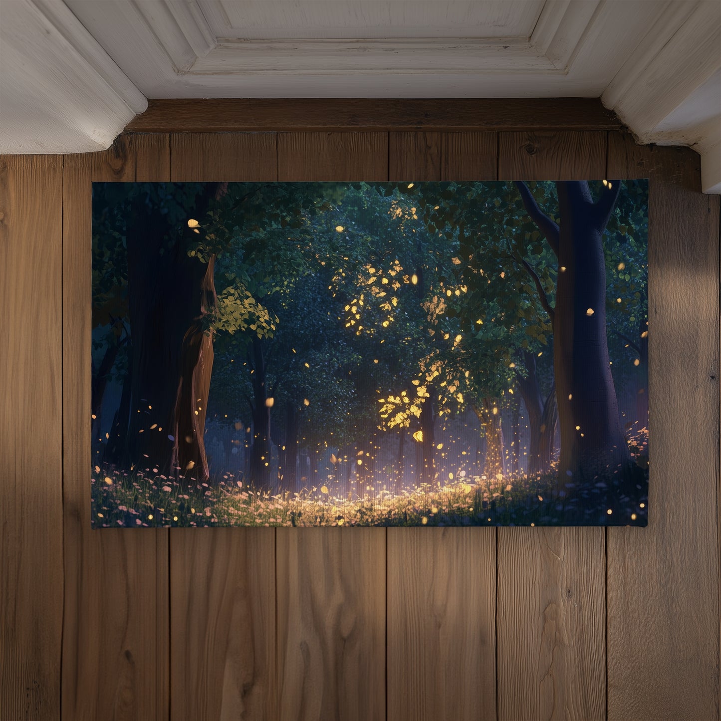 Glowing Leaves - Gold Indoor/Outdoor Door Mat | Home Decor