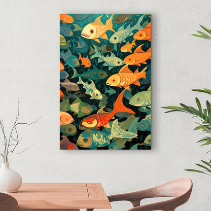 Simple Fishes - Orange Canvas Home Decor for Vibrant Spaces