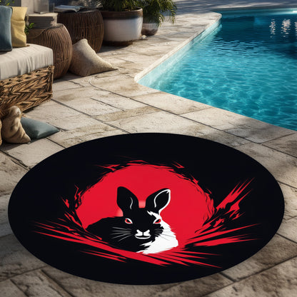 Bad Intentions Black Round Outdoor Area Rug for Home Decor