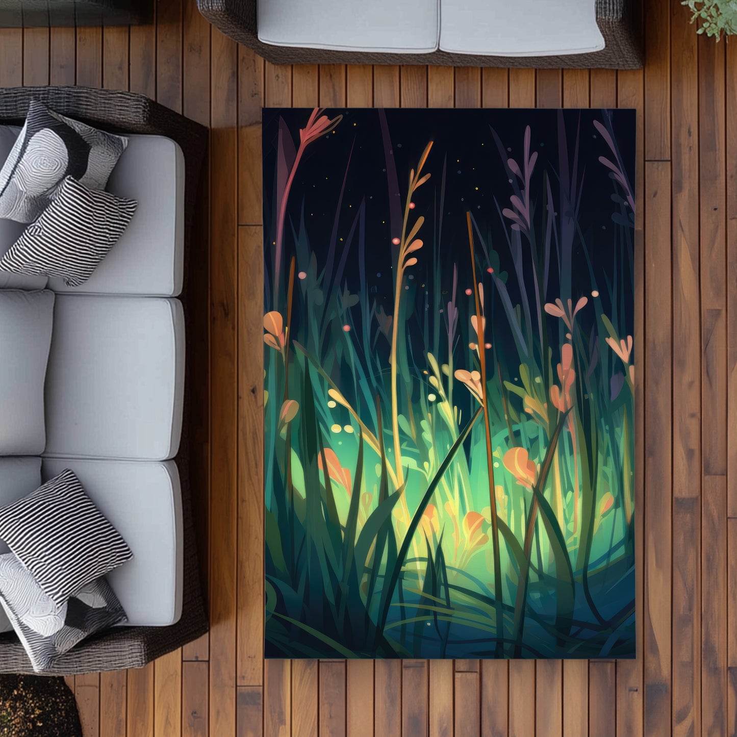 Between Twigs Turquoise Outdoor Area Rug for Home Decor