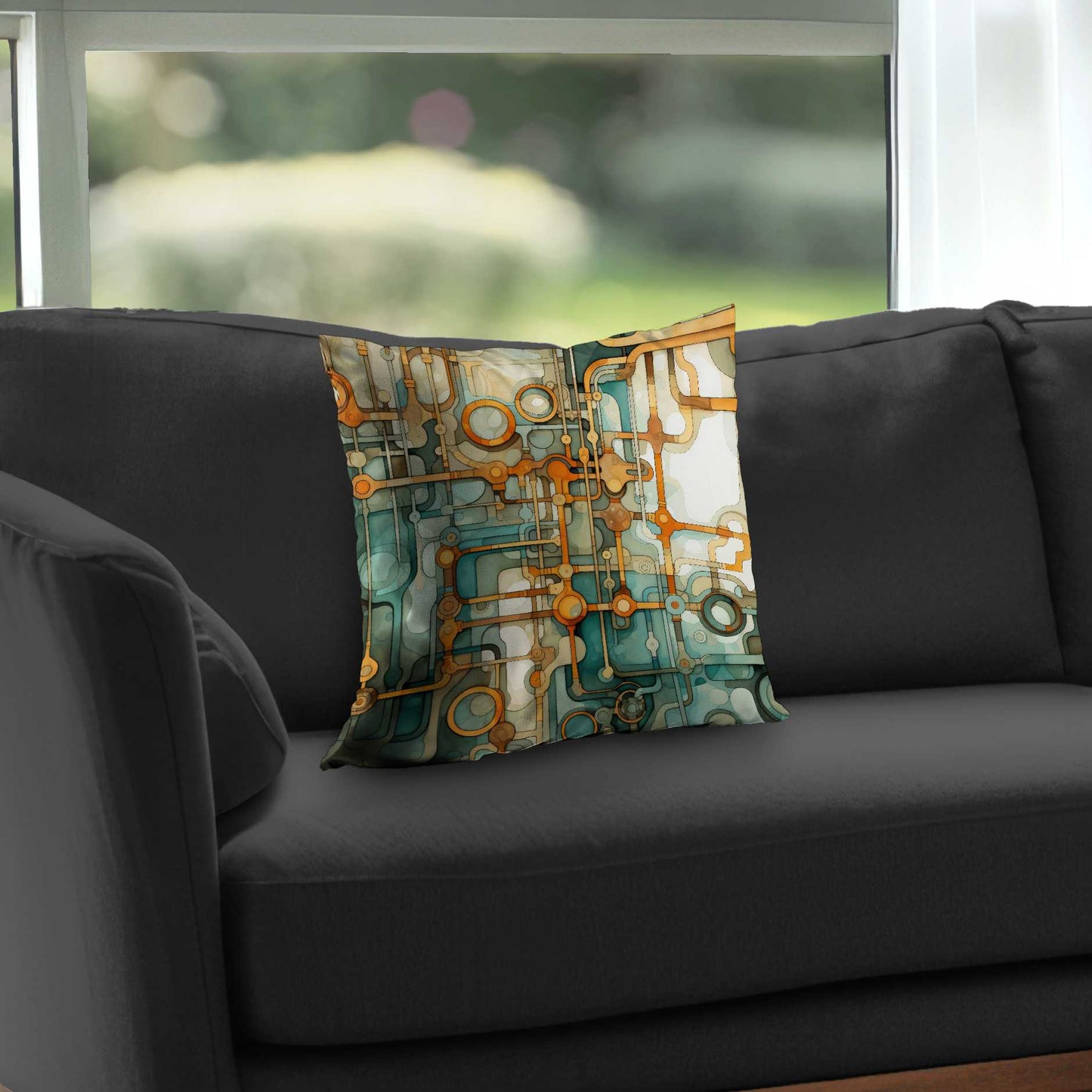 Turns and bends Turquoise Poly Twill Throw Pillow | Decor