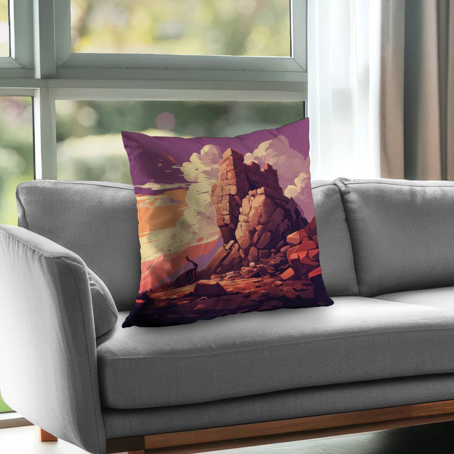 Standing above - Throw pillow - Print on demand