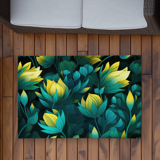 Intense Bloom Green Outdoor Area Rug for Home Decor | Stylish