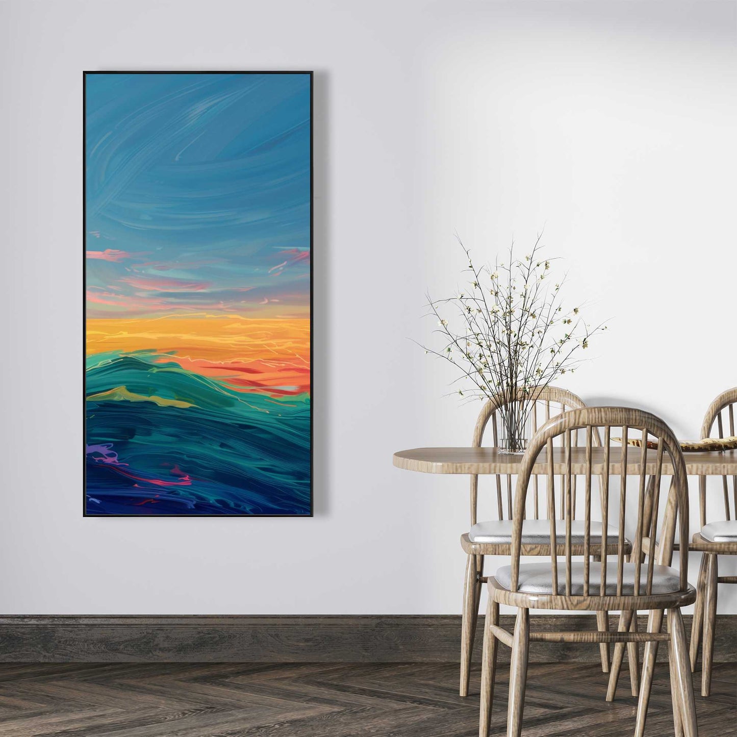 Watercolors Red Framed Canvas - Stylish Home Decor Accent