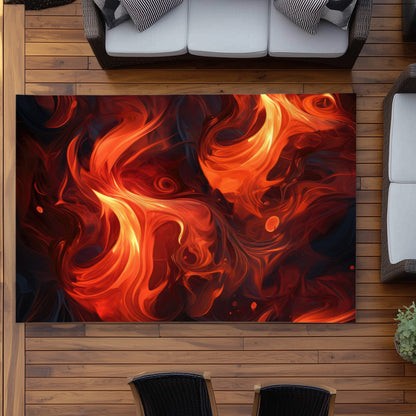 Fires of Heck - Black Outdoor Area Rug for Home Decor