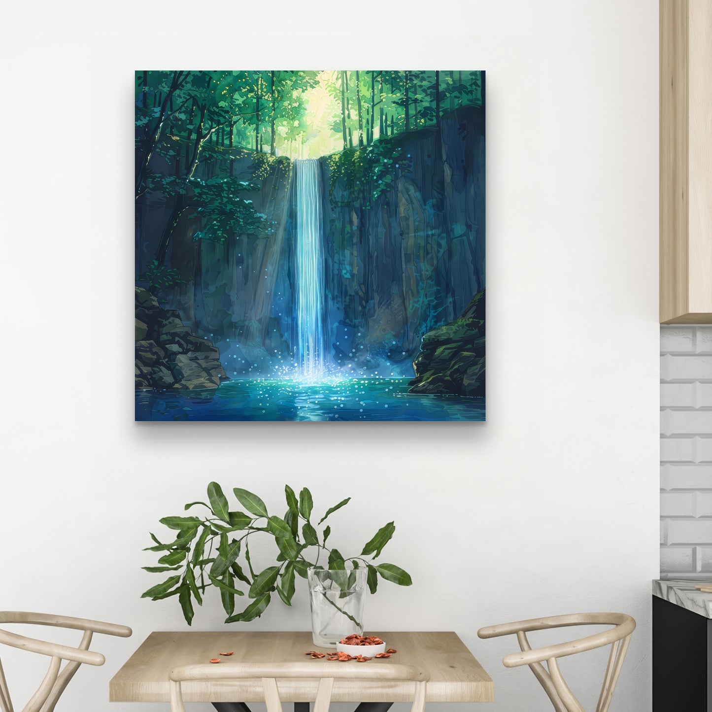 Waterfall Gray Canvas Art for Elegant Decor | Modern Design