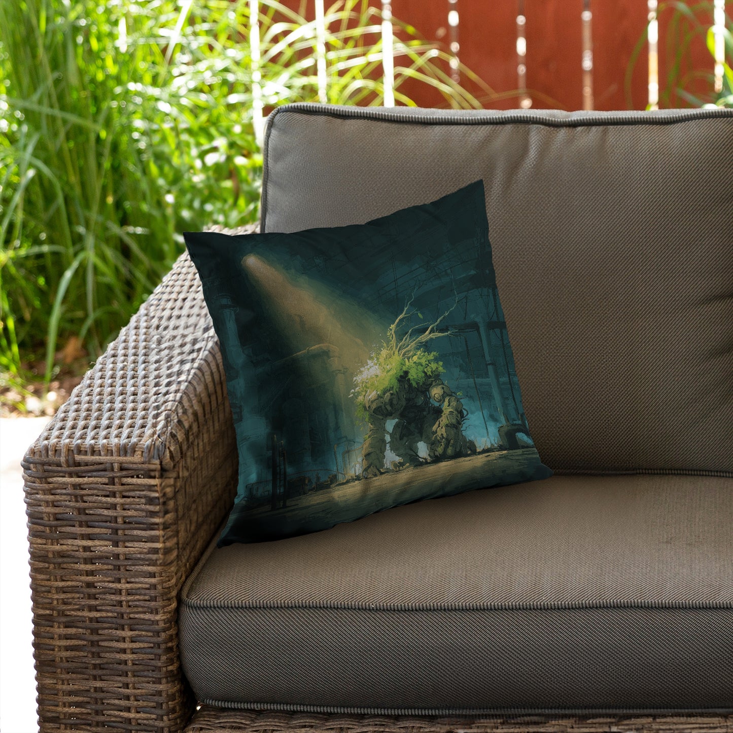 Coussin décoratif Golem en sergé turquoise | Garniture décorative
