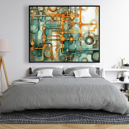 Turns and Bends - Turquoise Framed Canvas for Home Decor